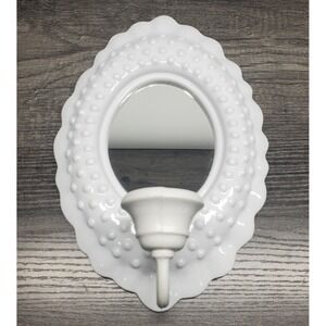 Vintage Burwood Homco White Hobnail Sconce Mirror Candle Holder 10" USA MCM
